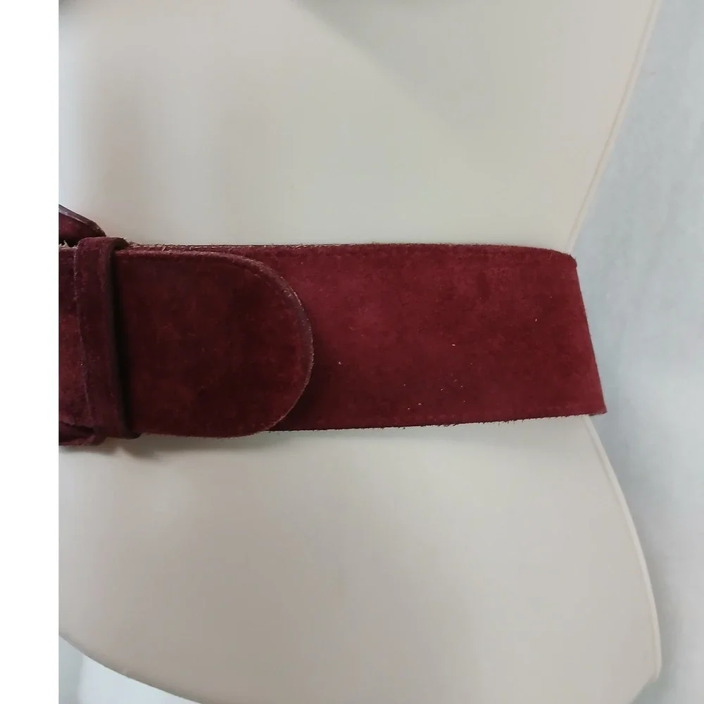 VTG 90s Talbots Burgundy Genuine Suede Wide Waist Belt Made in USA Vintage Med